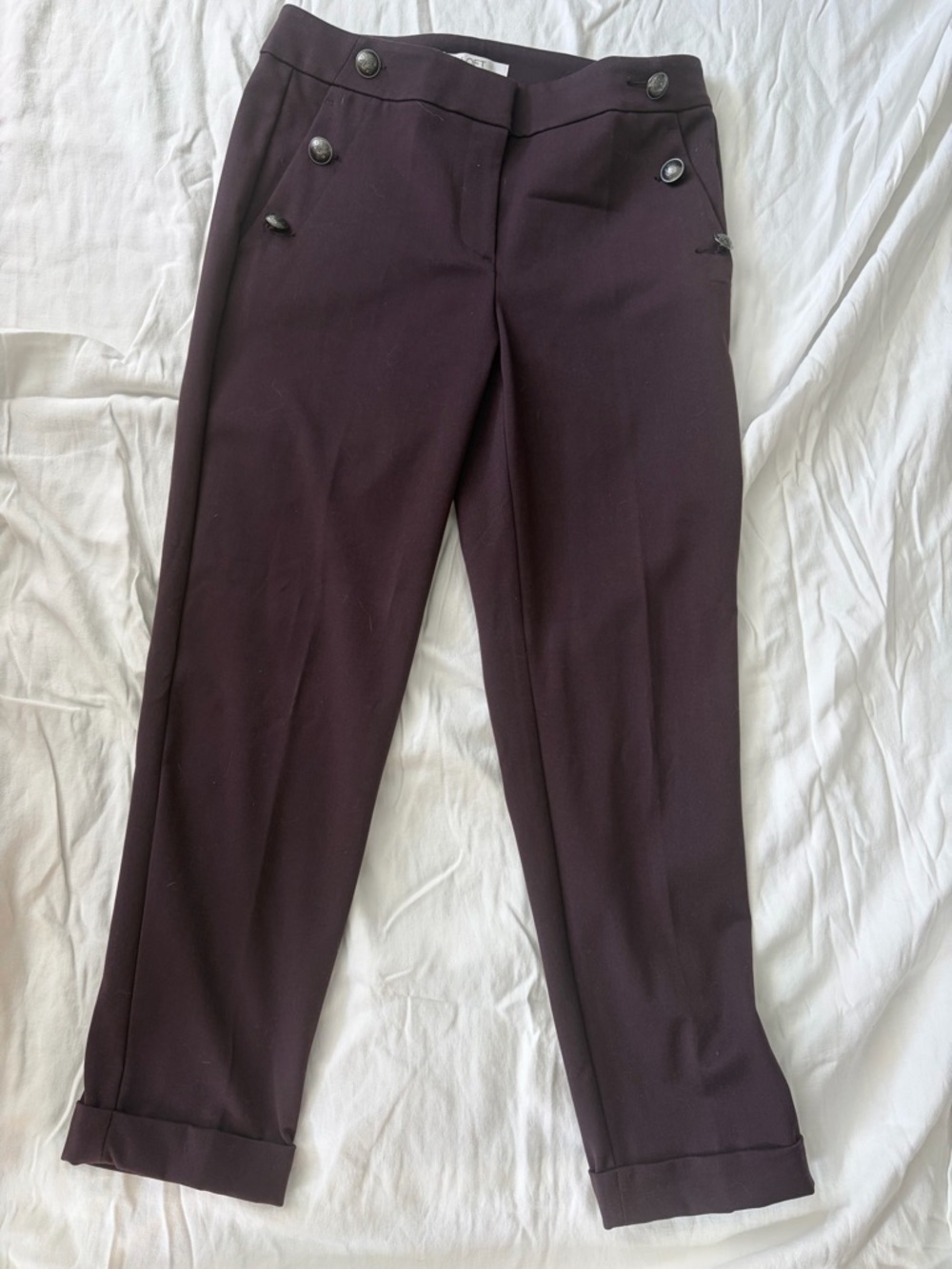 Loft Women’s Dark Plum Dress Pants - Tailored Flat Front